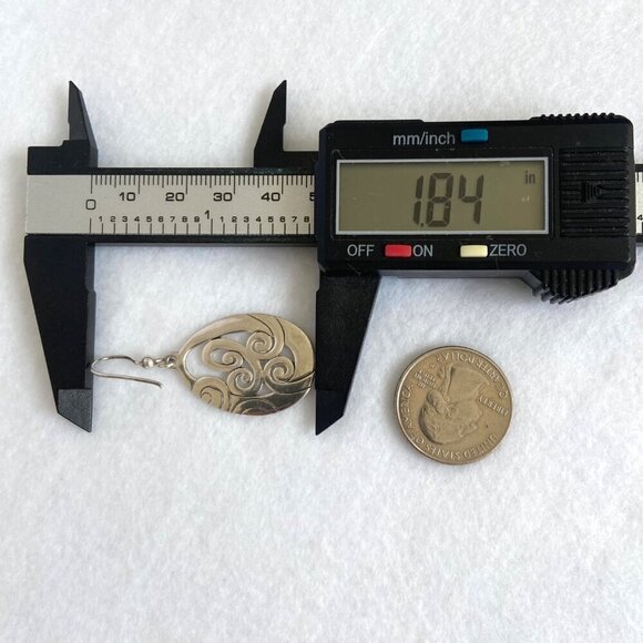 Solid Sterling Silver 925 Thailand Open Scrollwork Teardrop Dangle Drop Earrings - Picture 13 of 16